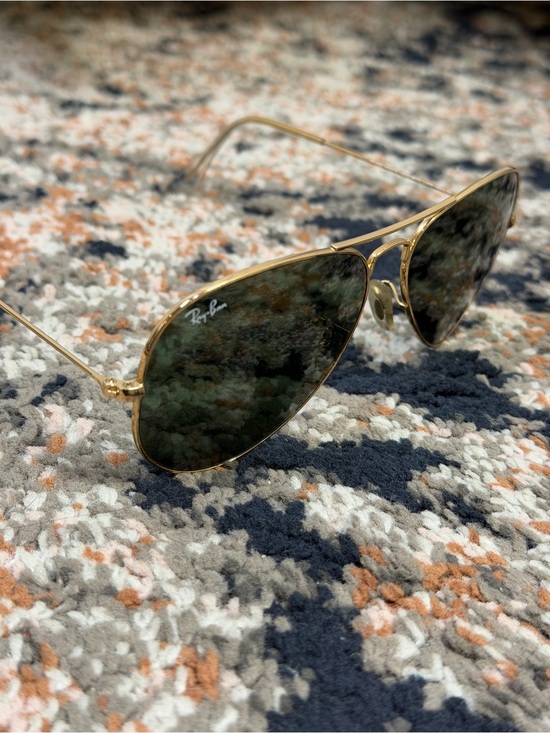 Ray-Ban ‘RB 3025 Aviator Classic Large Metal Frames’ in Gold w/ Green Lenses 58 main image 7